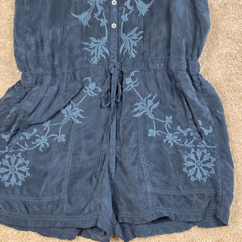 Pete & Greta Johnny Was Embroidered Tencel Romper Blue Boho Small - Picture 4 of 10
